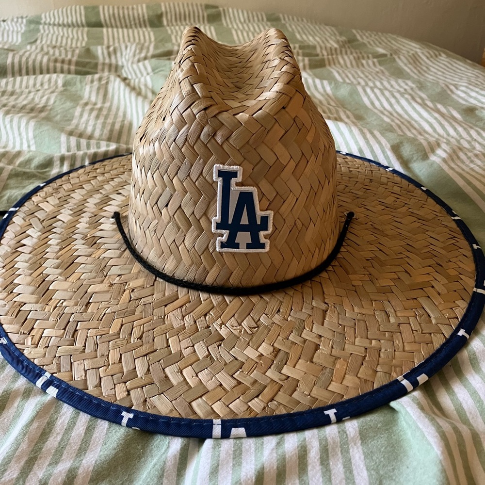 Dodgers Promo Fathers Day Straw Hat with Blue LA Logo